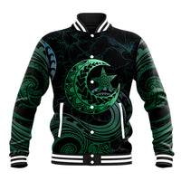Personalised Polynesia Baseball Jacket With Islam Crescent And Star LT05 Unisex Green - Polynesian Pride