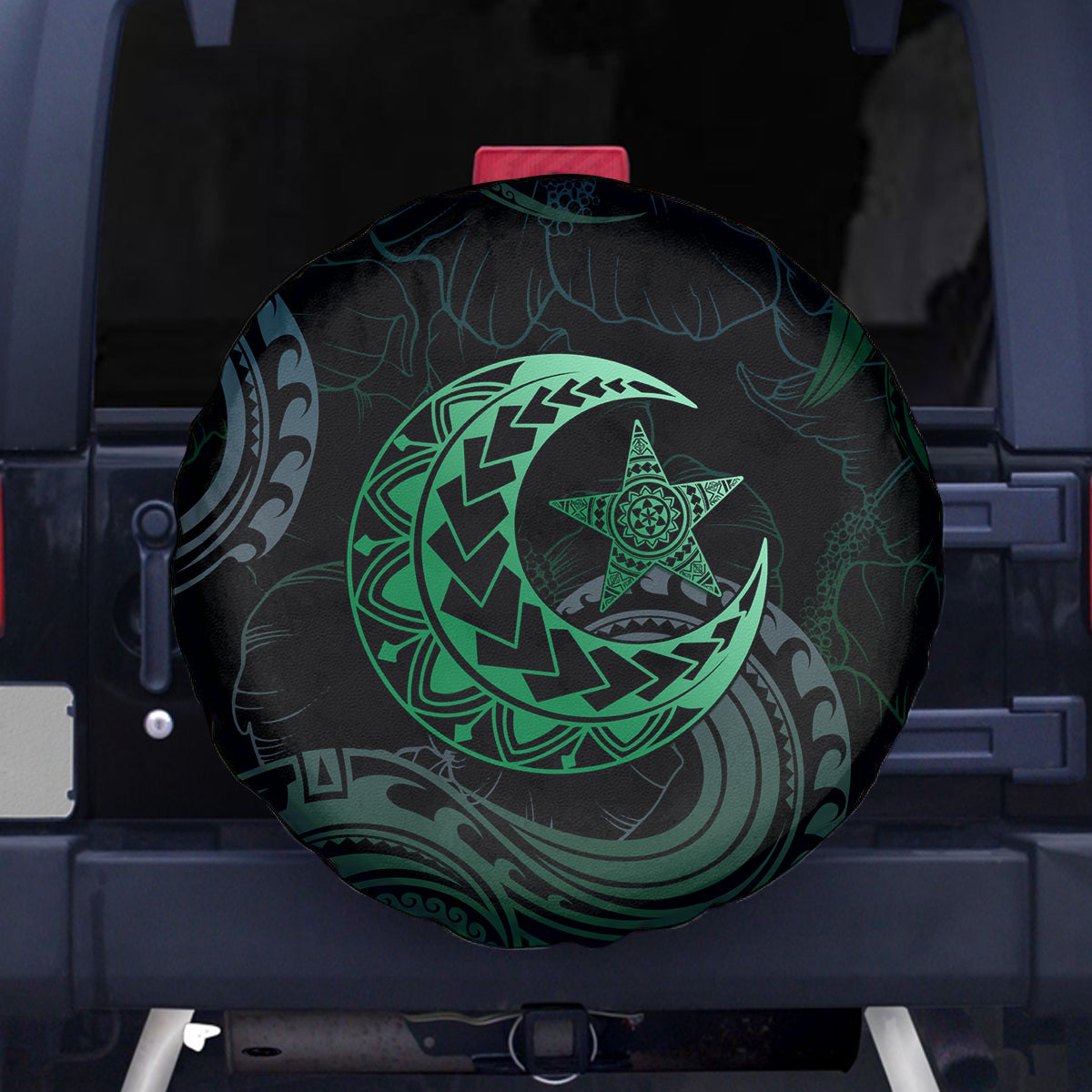 Polynesia Spare Tire Cover With Islam Crescent And Star LT05 Green - Polynesian Pride