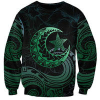 Personalised Polynesia Sweatshirt With Islam Crescent And Star LT05 Unisex Green - Polynesian Pride