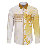 Personalised Polynesia Family Matching Tank Maxi Dress and Hawaiian Shirt Bahai Faith Symbol LT05 Dad's Shirt - Long Sleeve Yellow - Polynesian Pride