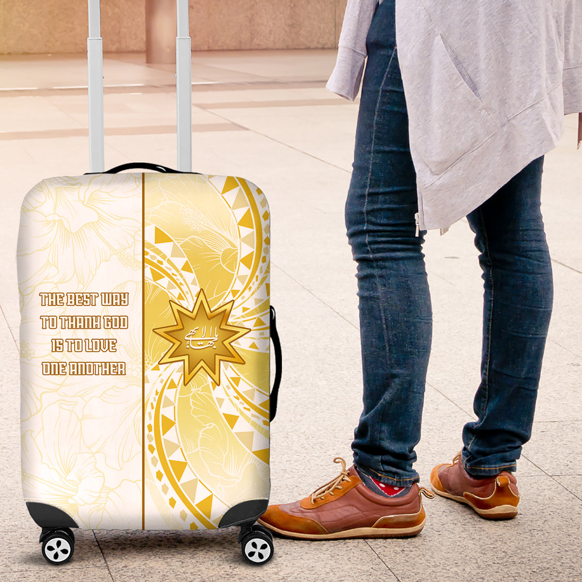 Polynesia Luggage Cover Bahai Faith Symbol LT05 Yellow - Polynesian Pride