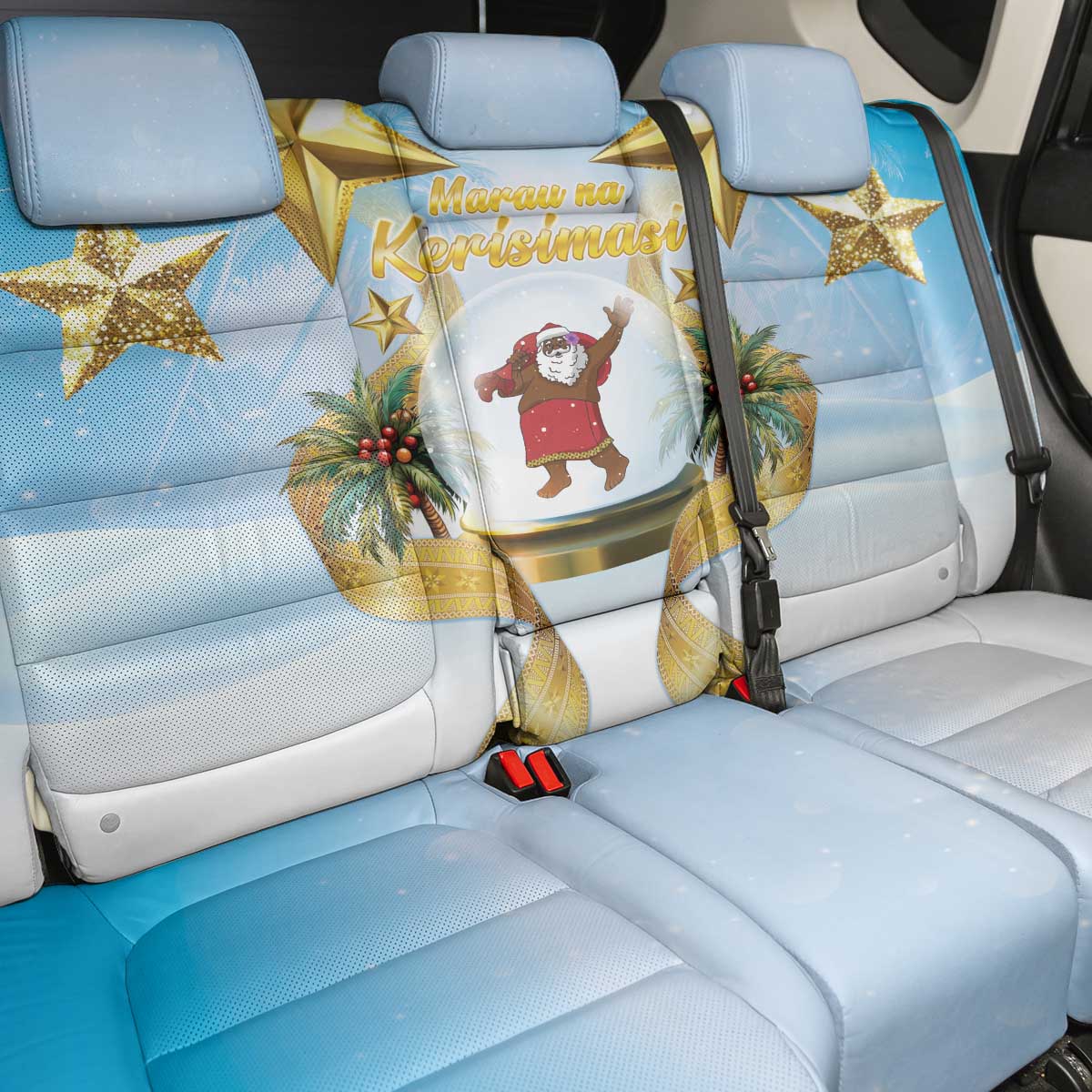 Fiji Christmas Back Car Seat Cover Snow Globe With Fijian Santa LT05