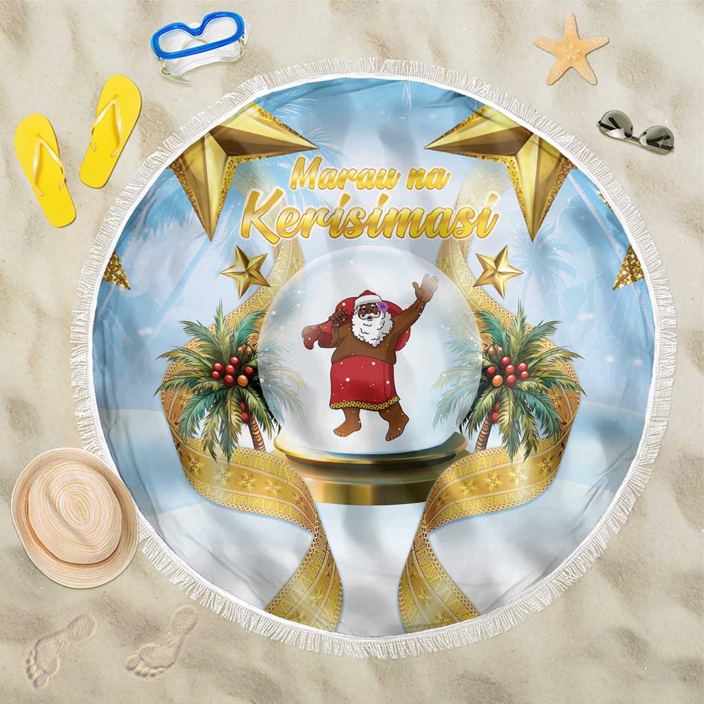 Fiji Christmas Beach Blanket Snow Globe With Fijian Santa - Polynesian Pride