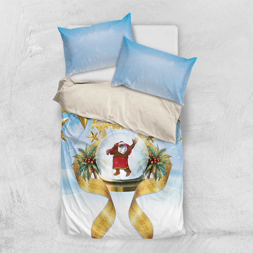 Fiji Christmas Bedding Set Snow Globe With Fijian Santa LT05