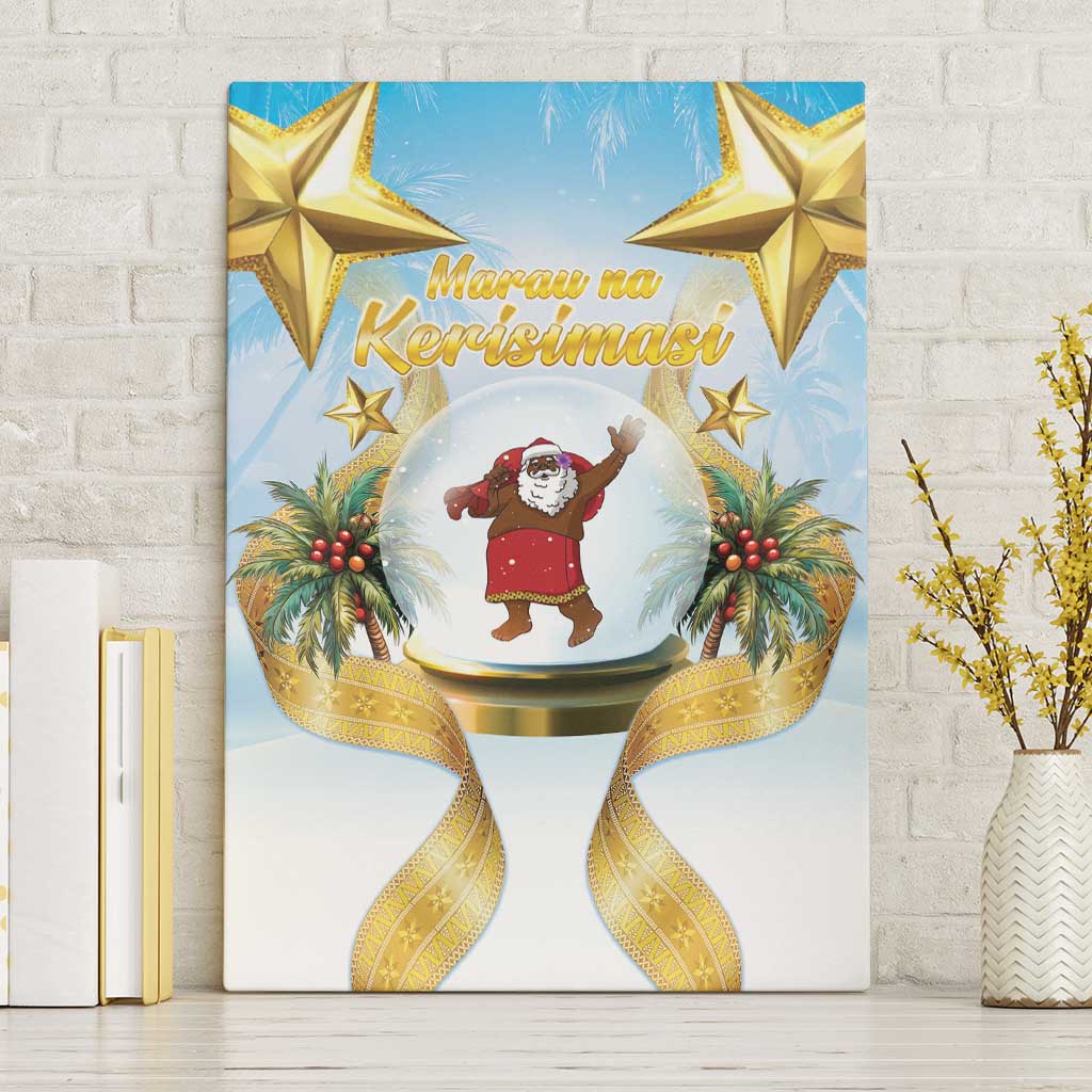 Fiji Christmas Canvas Wall Art Snow Globe With Fijian Santa - Polynesian Pride