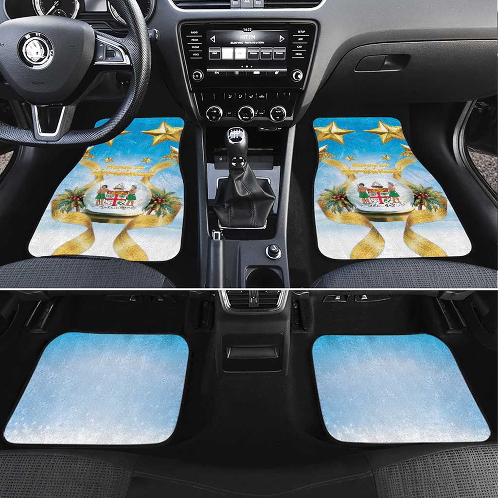 Fiji Christmas Car Mats Snow Globe With Fijian Santa - Polynesian Pride