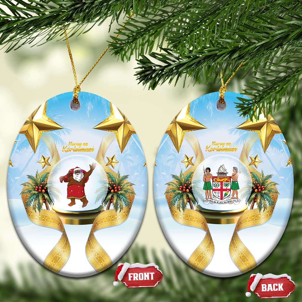 Fiji Christmas Ceramic Ornament Snow Globe With Fijian Santa - Polynesian Pride