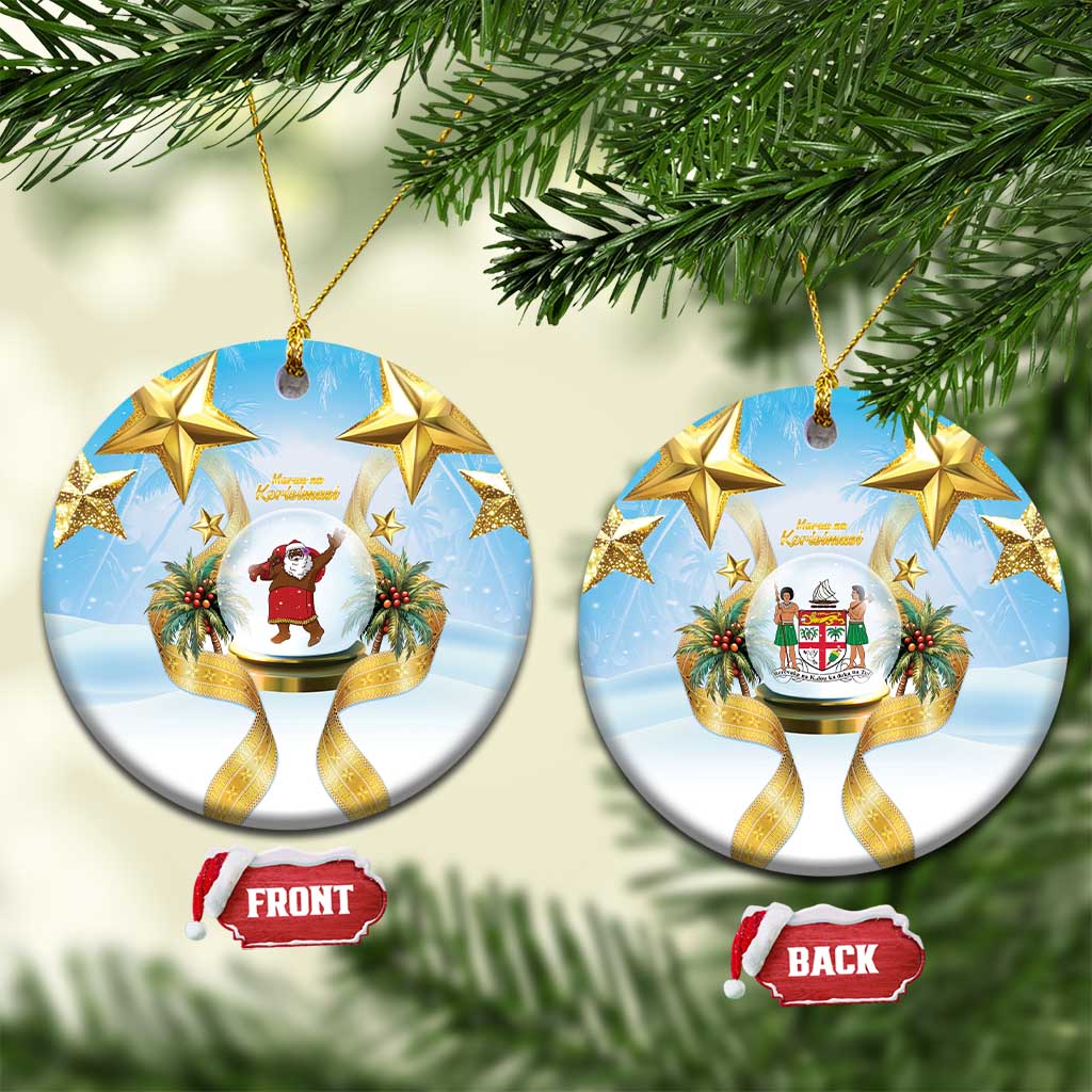 Fiji Christmas Ceramic Ornament Snow Globe With Fijian Santa - Polynesian Pride
