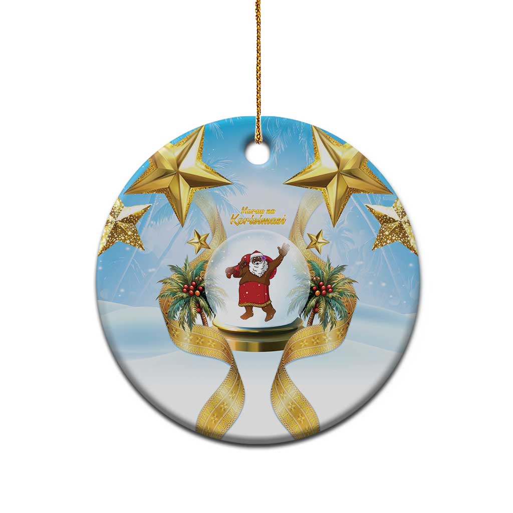 Fiji Christmas Ceramic Ornament Snow Globe With Fijian Santa - Polynesian Pride