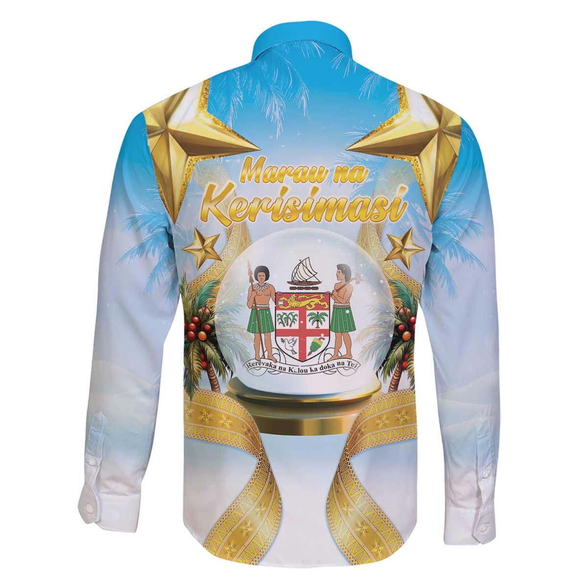 Fiji Christmas Family Matching Off The Shoulder Long Sleeve Dress and Hawaiian Shirt Snow Globe With Fijian Santa LT05