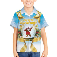 Fiji Christmas Family Matching Off Shoulder Maxi Dress and Hawaiian Shirt Snow Globe With Fijian Santa LT05