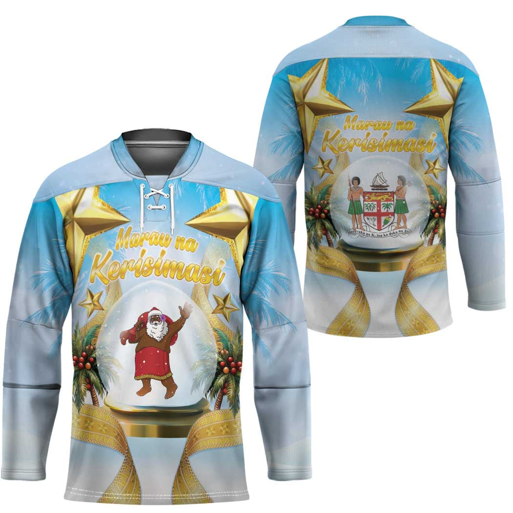 Fiji Christmas Hockey Jersey Snow Globe With Fijian Santa LT05