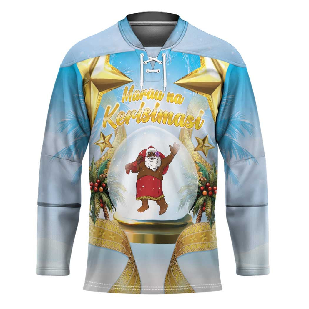 Fiji Christmas Hockey Jersey Snow Globe With Fijian Santa LT05