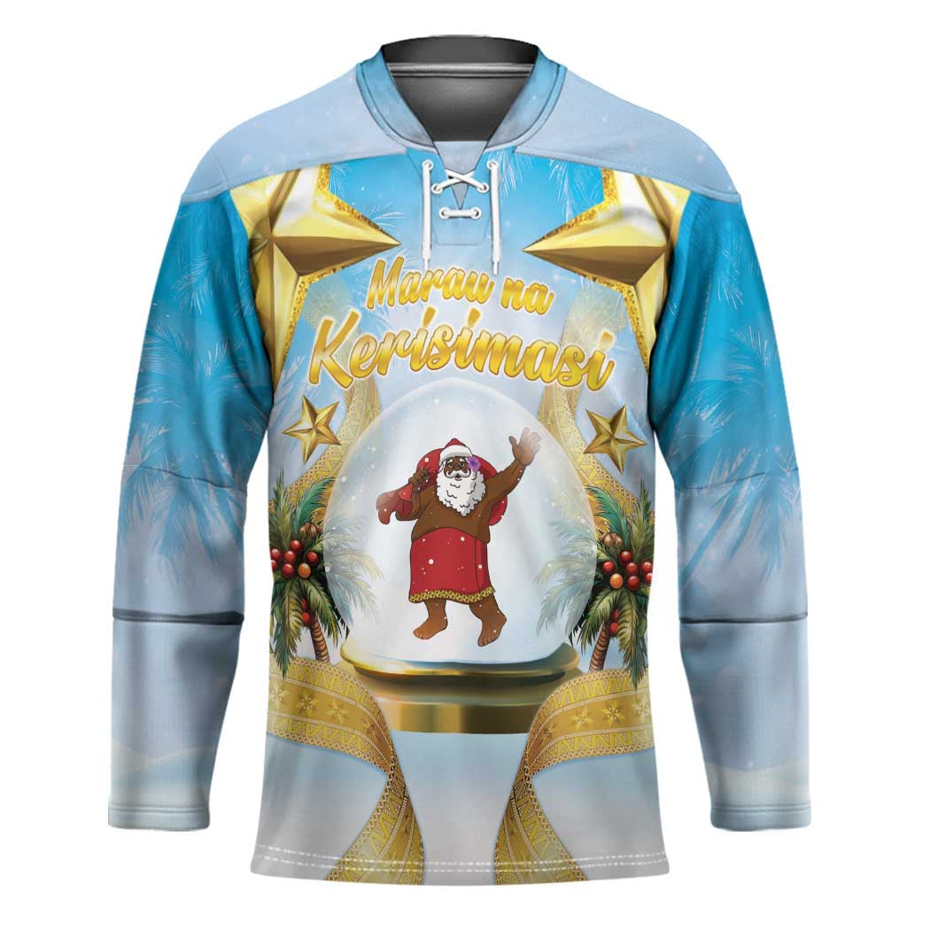 Fiji Christmas Hockey Jersey Snow Globe With Fijian Santa - Polynesian Pride