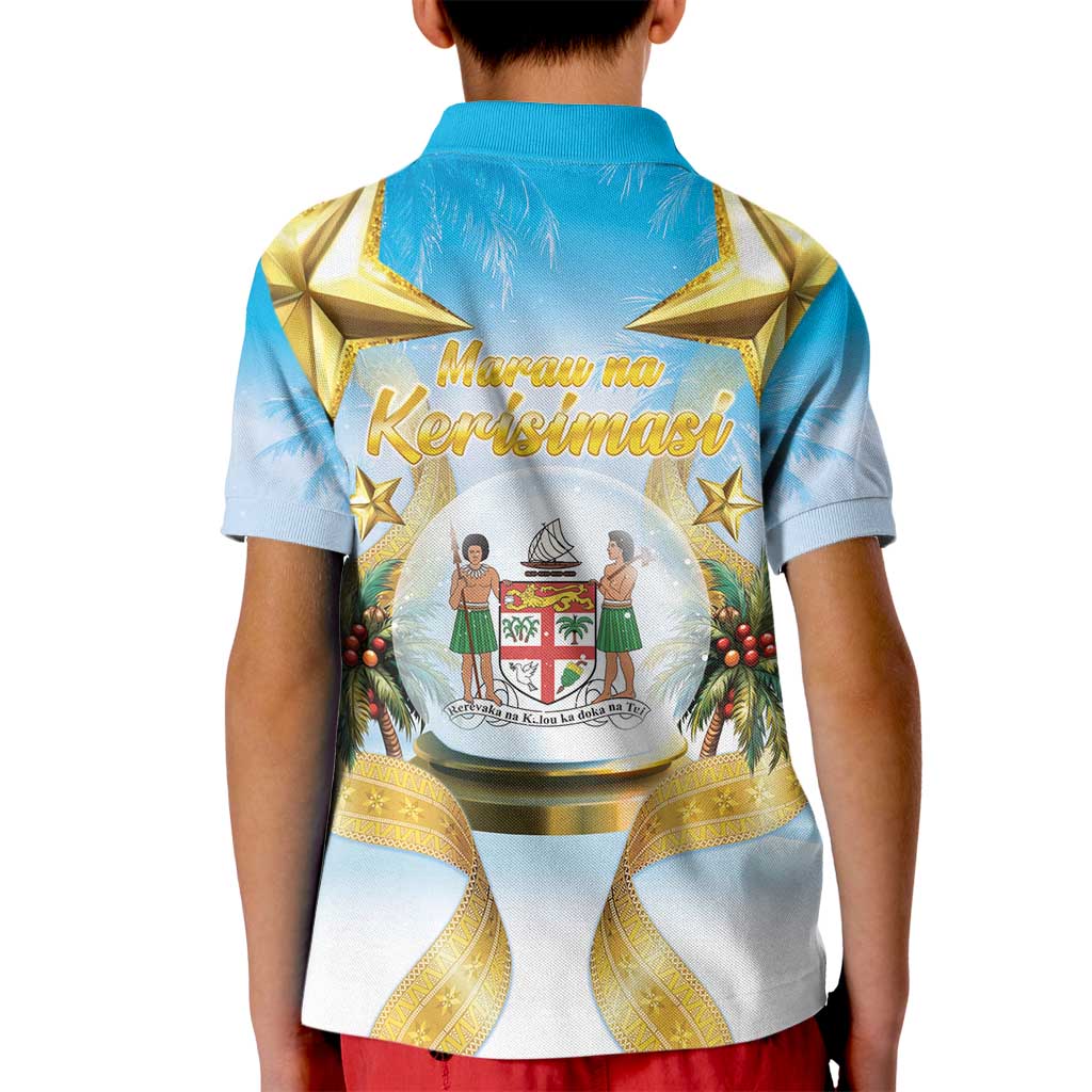 Fiji Christmas Kid Polo Shirt Snow Globe With Fijian Santa LT05