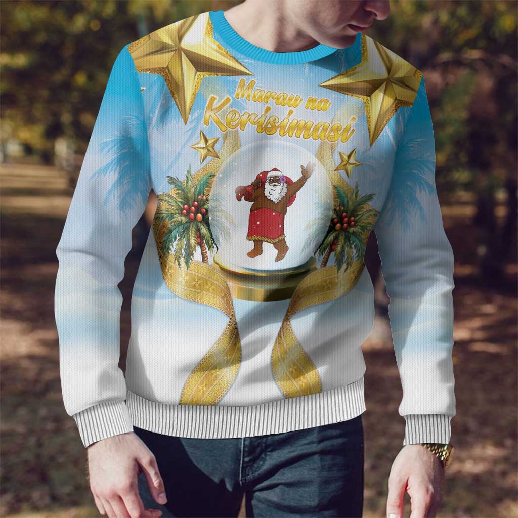Fiji Christmas Ugly Christmas Sweater Snow Globe With Fijian Santa - Polynesian Pride