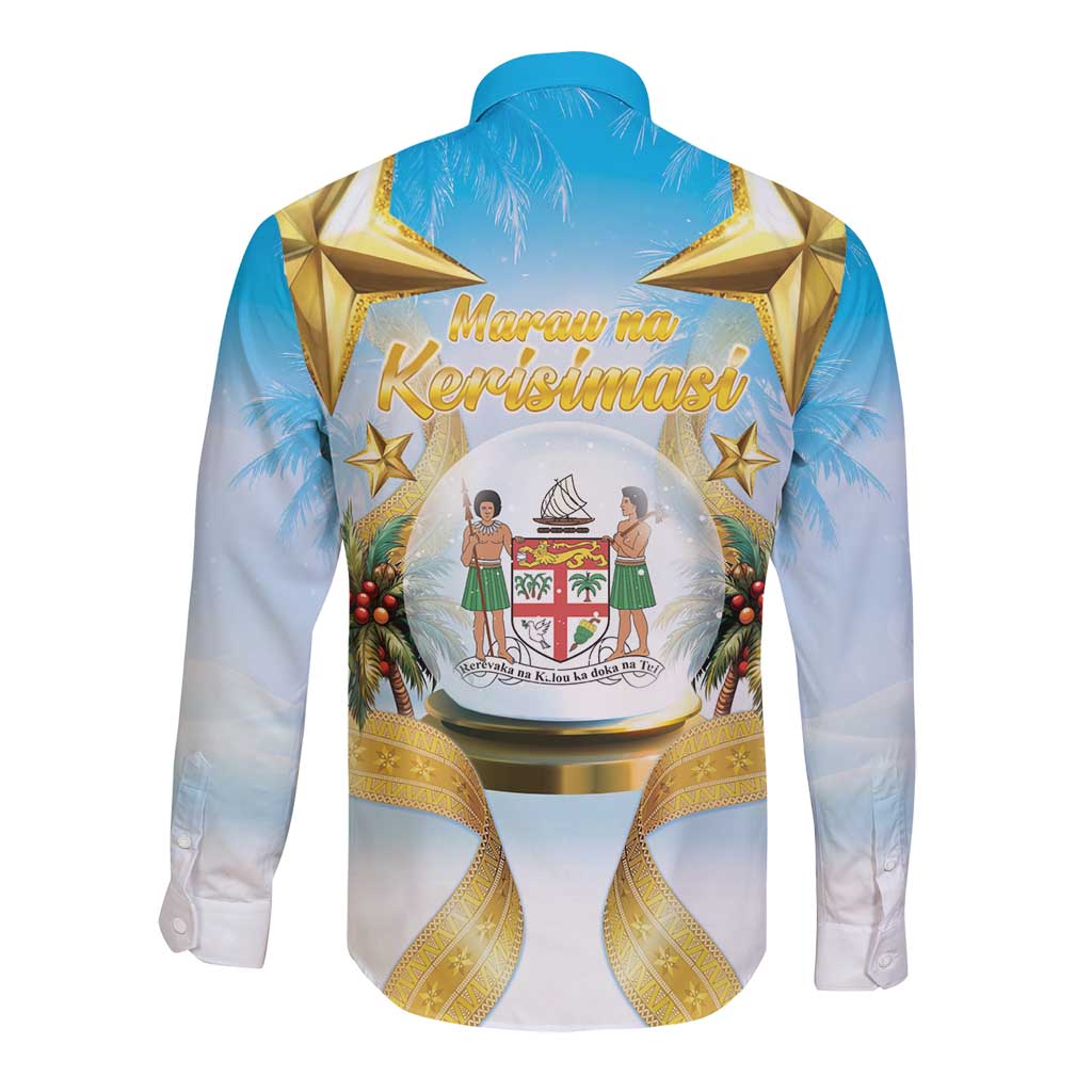 Fiji Christmas Long Sleeve Button Shirt Snow Globe With Fijian Santa LT05