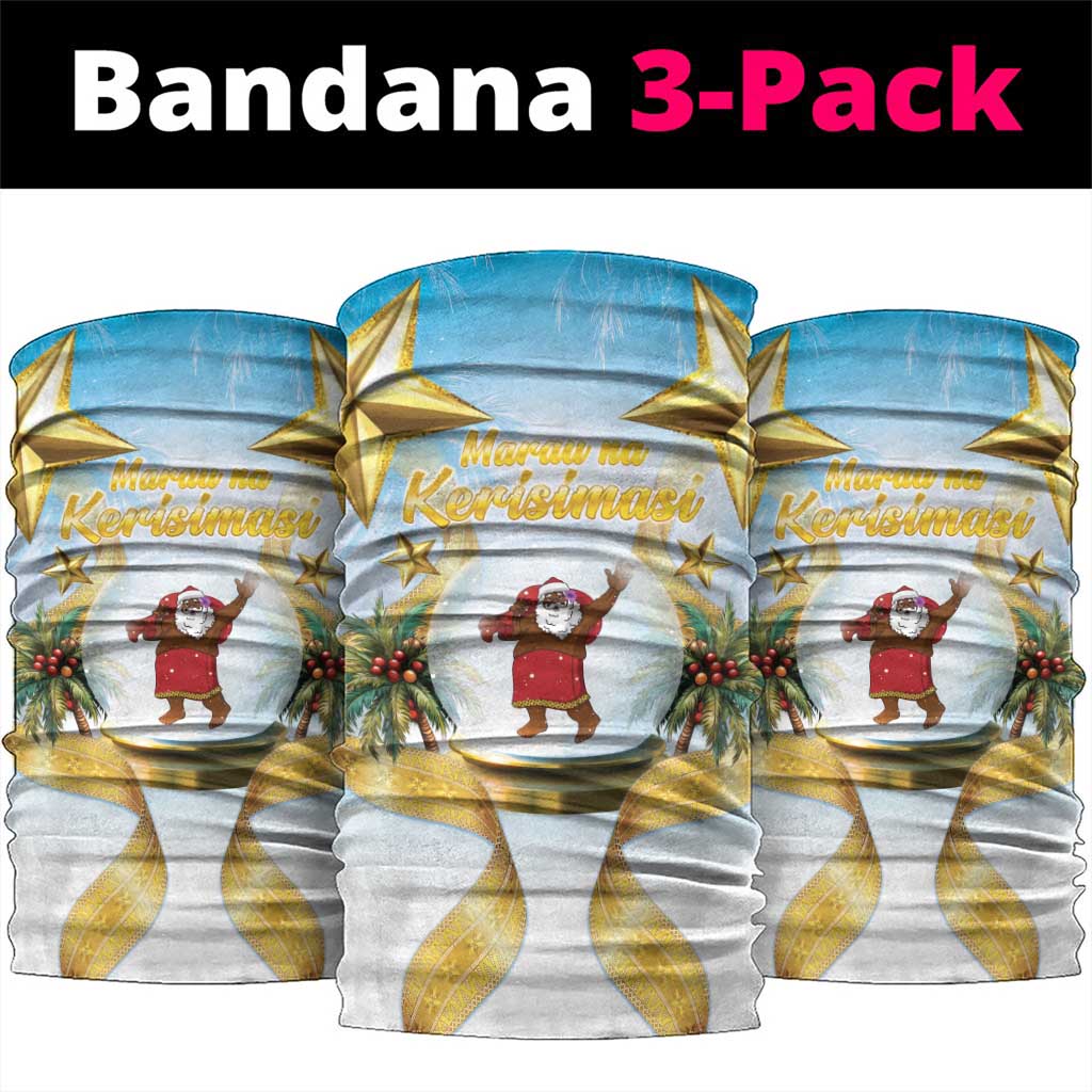 Fiji Christmas Neck Gaiter Snow Globe With Fijian Santa LT05 package One Size: 25*50cm Blue - Polynesian Pride