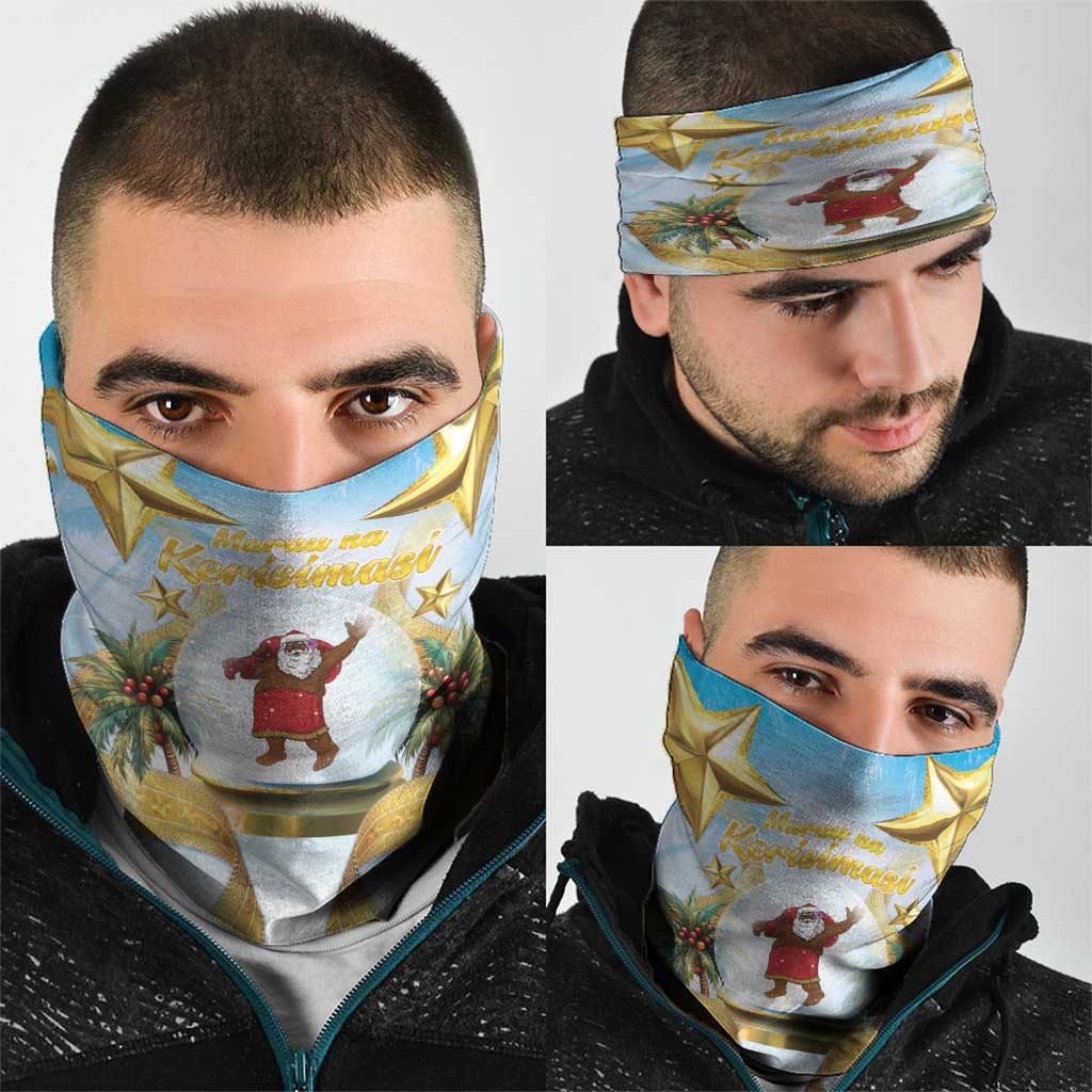 Fiji Christmas Neck Gaiter Snow Globe With Fijian Santa LT05 - Polynesian Pride