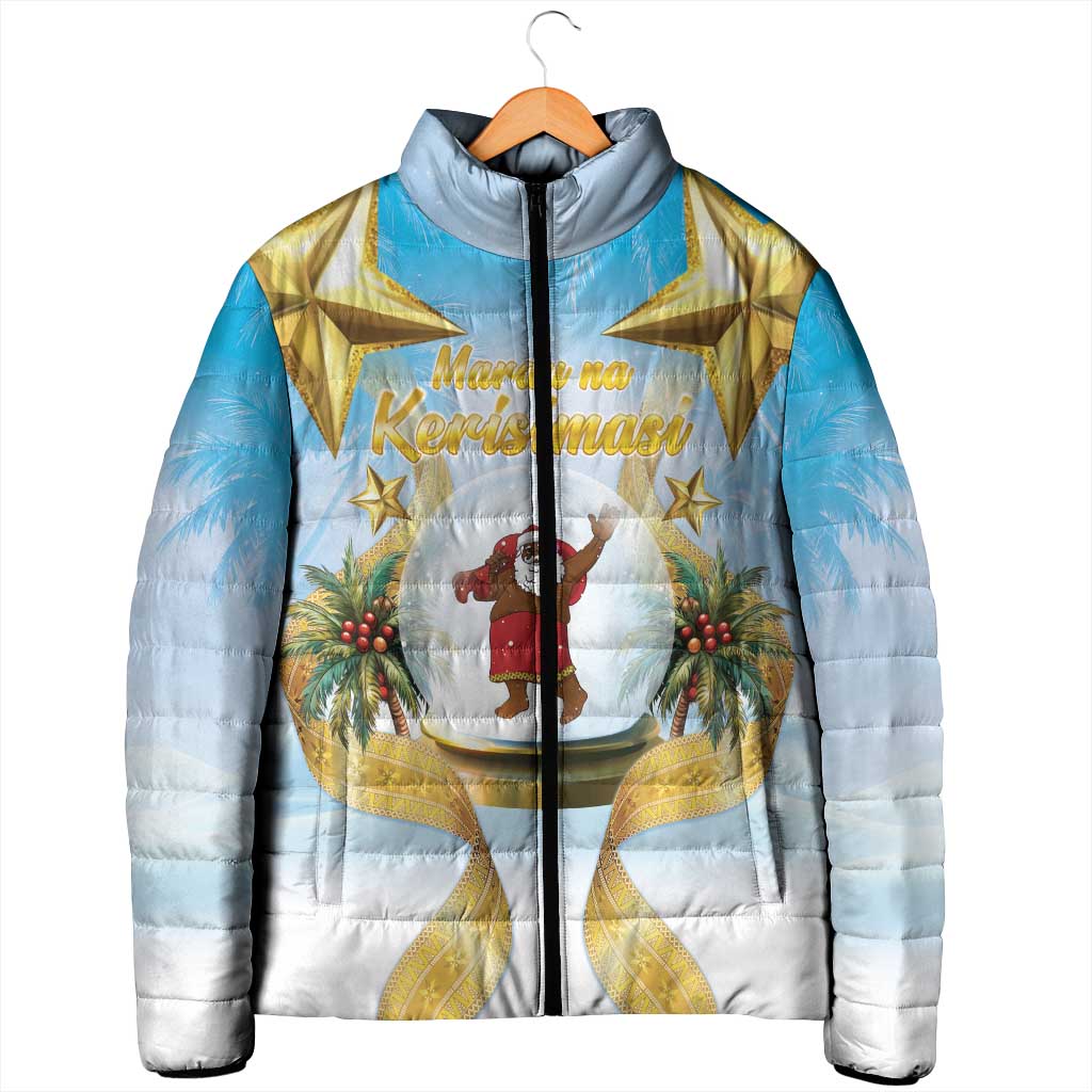 Fiji Christmas Padded Jacket Snow Globe With Fijian Santa LT05