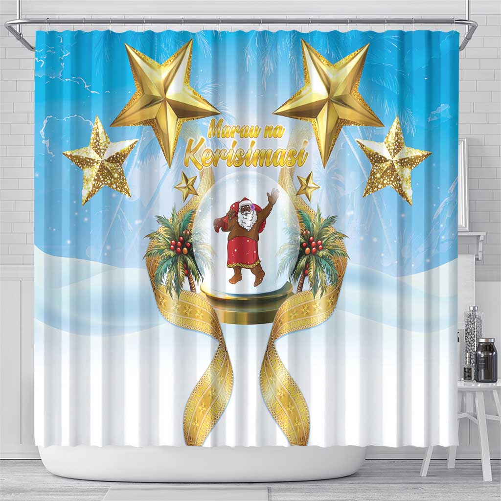 Fiji Christmas Shower Curtain Snow Globe With Fijian Santa LT05