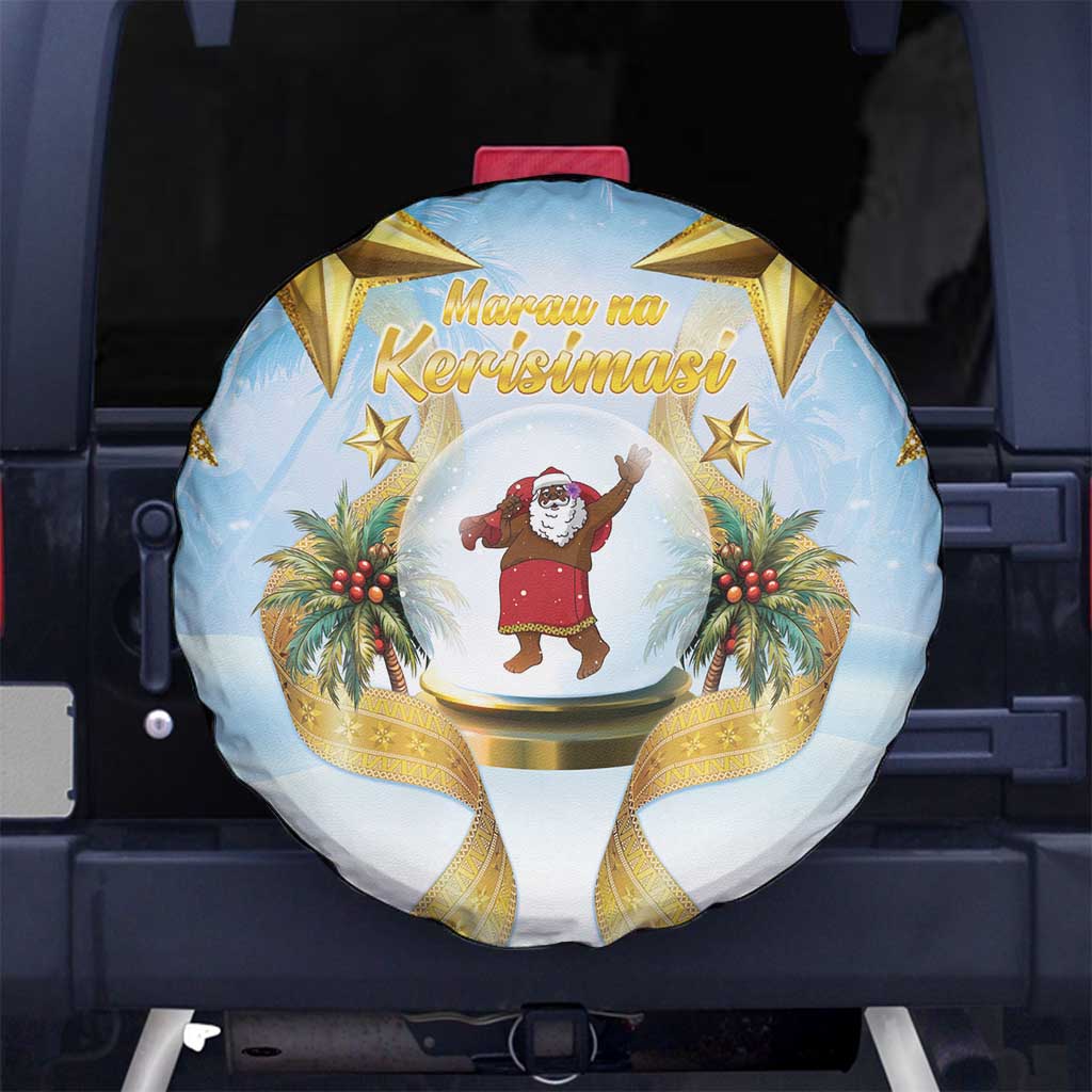 Fiji Christmas Spare Tire Cover Snow Globe With Fijian Santa LT05