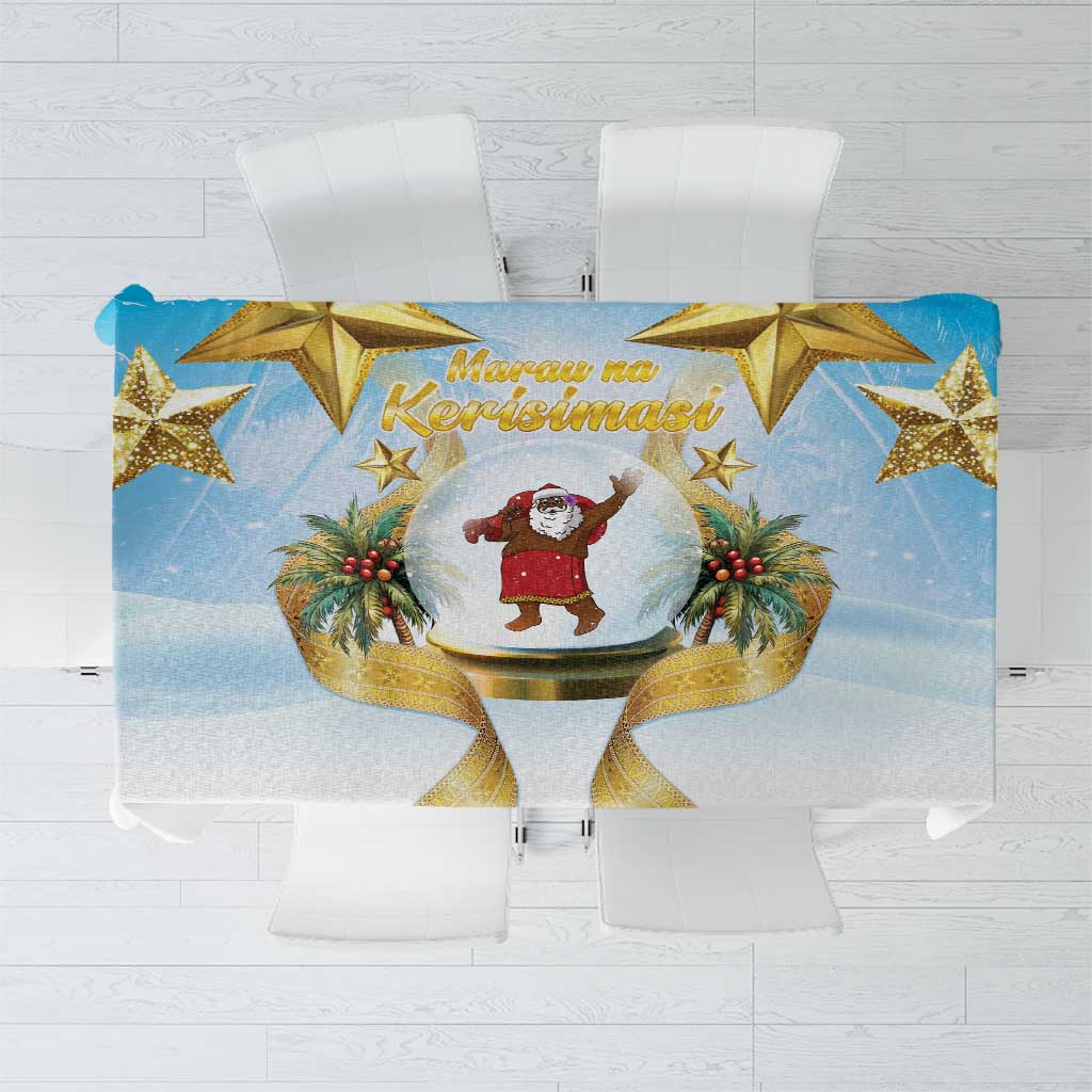 Fiji Christmas Tablecloth Snow Globe With Fijian Santa - Polynesian Pride