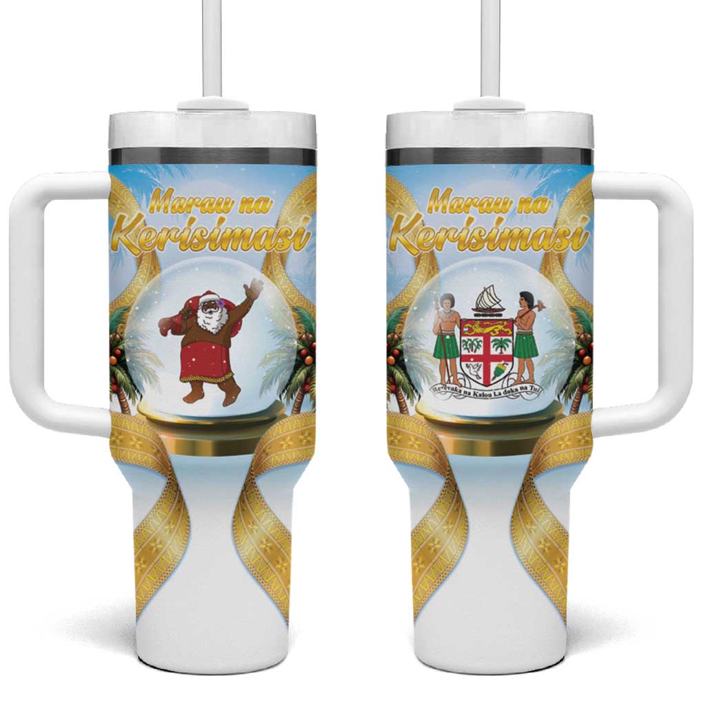 Fiji Christmas Tumbler With Handle Snow Globe With Fijian Santa LT05