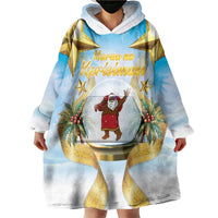Fiji Christmas Wearable Blanket Hoodie Snow Globe With Fijian Santa LT05
