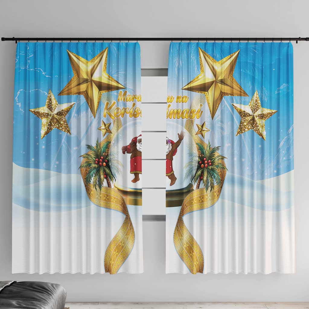 Fiji Christmas Window Curtain Snow Globe With Fijian Santa - Polynesian Pride