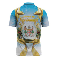 Fiji Christmas Zipper Polo Shirt Snow Globe With Fijian Santa LT05