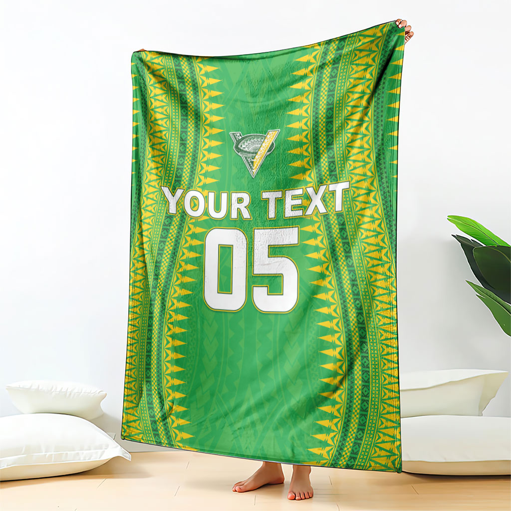 Cook Islands Rugby Custom Blanket Kuki Tribal Pattern Green Version LT05 - Polynesian Pride