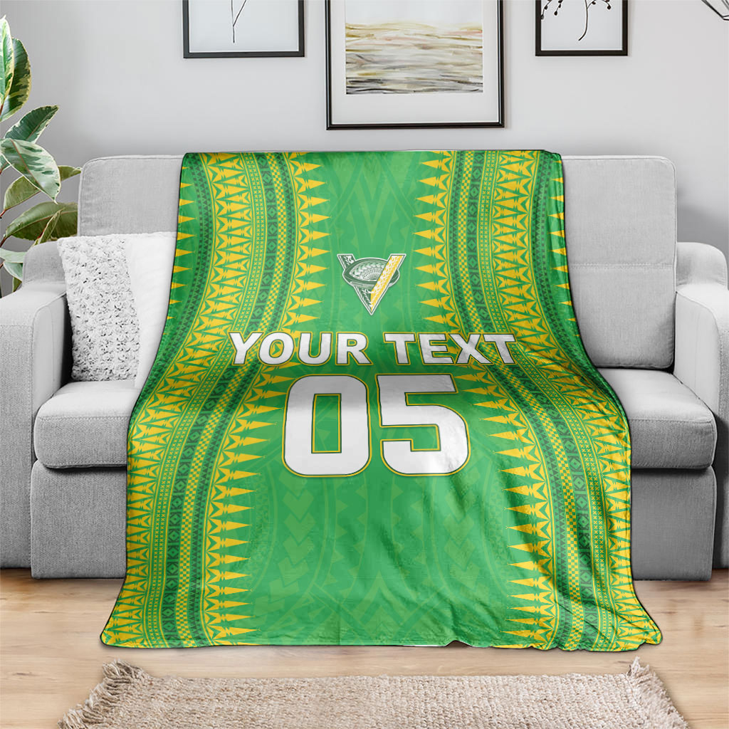 Cook Islands Rugby Custom Blanket Kuki Tribal Pattern Green Version LT05 - Polynesian Pride