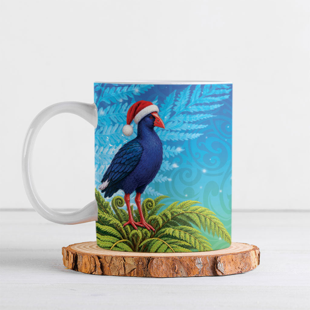 New Zealand Christmas Ceramic Mug Pukeko With Ponga Tree Silver Fern LT05 Multicolor - Polynesian Pride