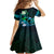 Personalised Hawaii Humuhumu Reef Triggerfish Kid Short Sleeve Dress Turquoise With Plumeria LT05 - Polynesian Pride
