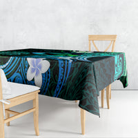 Hawaii Humuhumu Reef Triggerfish Tablecloth Turquoise With Plumeria LT05 - Polynesian Pride