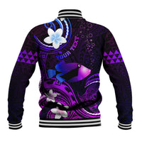 Personalised Hawaii Humuhumu Reef Triggerfish Baseball Jacket Violet With Plumeria LT05 - Polynesian Pride