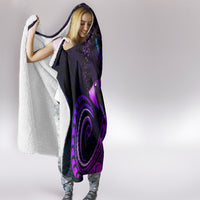 Hawaii Humuhumu Reef Triggerfish Hooded Blanket Violet With Plumeria LT05 - Polynesian Pride