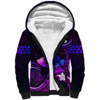 Personalised Hawaii Humuhumu Reef Triggerfish Sherpa Hoodie Violet With Plumeria LT05 Unisex Violet - Polynesian Pride