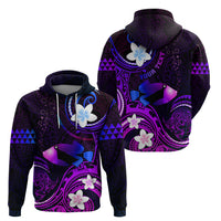 Personalised Hawaii Humuhumu Reef Triggerfish Zip Hoodie Violet With Plumeria LT05 - Polynesian Pride
