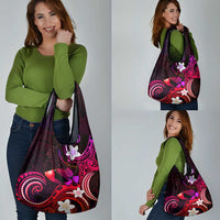 Hawaii Humuhumu Reef Triggerfish Grocery Bag Maroon With Plumeria LT05 - Polynesian Pride