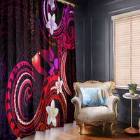 Hawaii Humuhumu Reef Triggerfish Window Curtain Maroon With Plumeria LT05 - Polynesian Pride