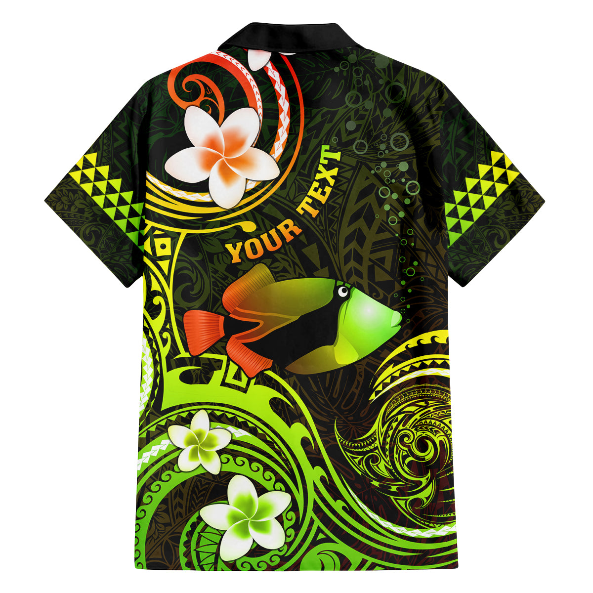Personalised Hawaii Humuhumu Reef Triggerfish Family Matching Off Shoulder Short Dress and Hawaiian Shirt Reggae With Plumeria LT05 - Polynesian Pride