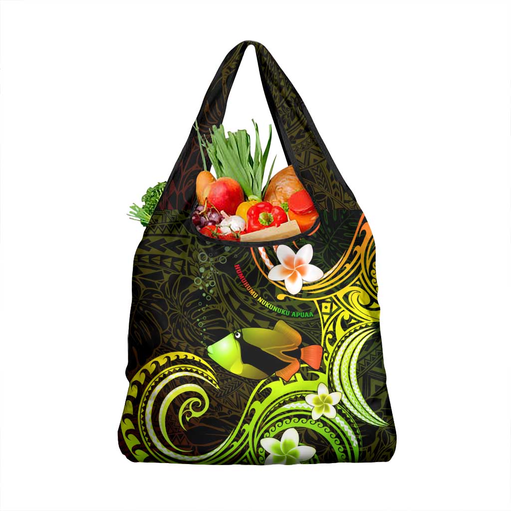 Hawaii Humuhumu Reef Triggerfish Grocery Bag Reggae With Plumeria LT05 1-pack One Size Reggae - Polynesian Pride