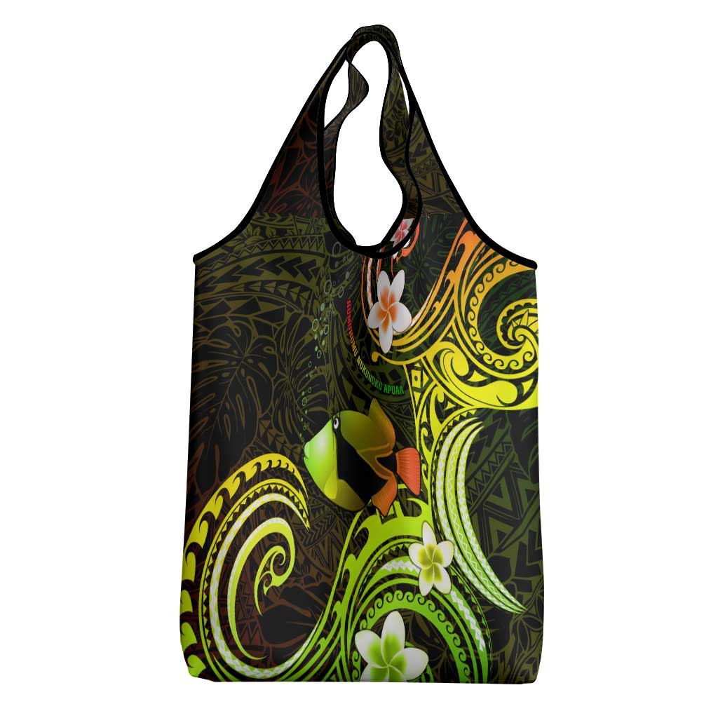 Hawaii Humuhumu Reef Triggerfish Grocery Bag Reggae With Plumeria LT05 - Polynesian Pride