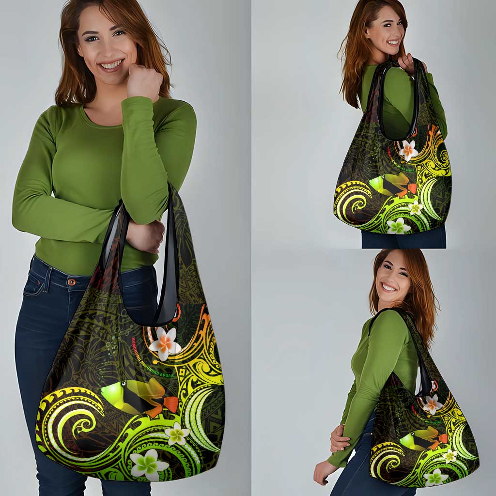 Hawaii Humuhumu Reef Triggerfish Grocery Bag Reggae With Plumeria LT05 - Polynesian Pride