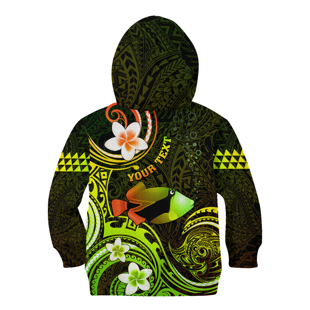 Personalised Hawaii Humuhumu Reef Triggerfish Kid Hoodie Reggae With Plumeria LT05 - Polynesian Pride