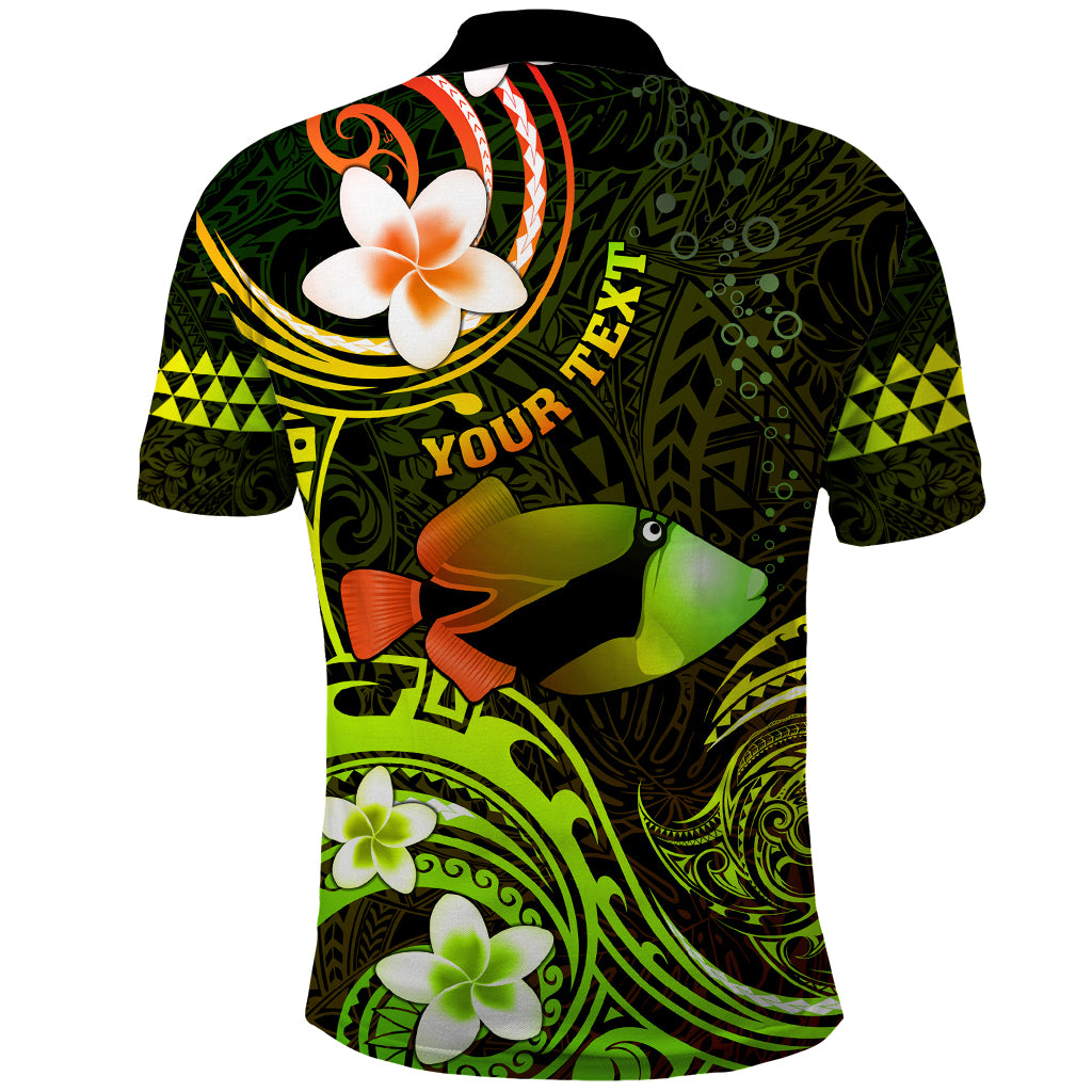 Personalised Hawaii Humuhumu Reef Triggerfish Polo Shirt Reggae With Plumeria LT05 - Polynesian Pride