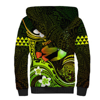 Personalised Hawaii Humuhumu Reef Triggerfish Sherpa Hoodie Reggae With Plumeria LT05 - Polynesian Pride