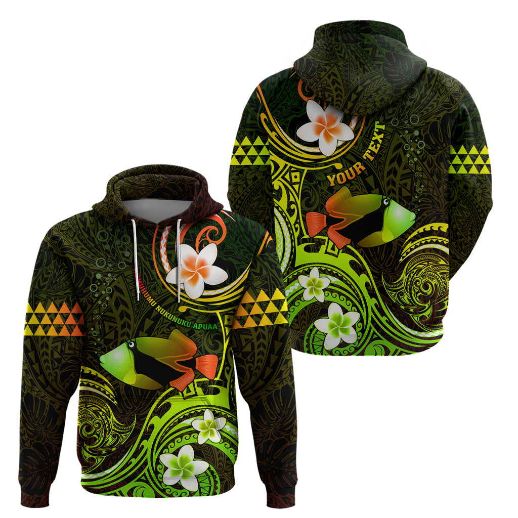 Personalised Hawaii Humuhumu Reef Triggerfish Zip Hoodie Reggae With Plumeria LT05 - Polynesian Pride